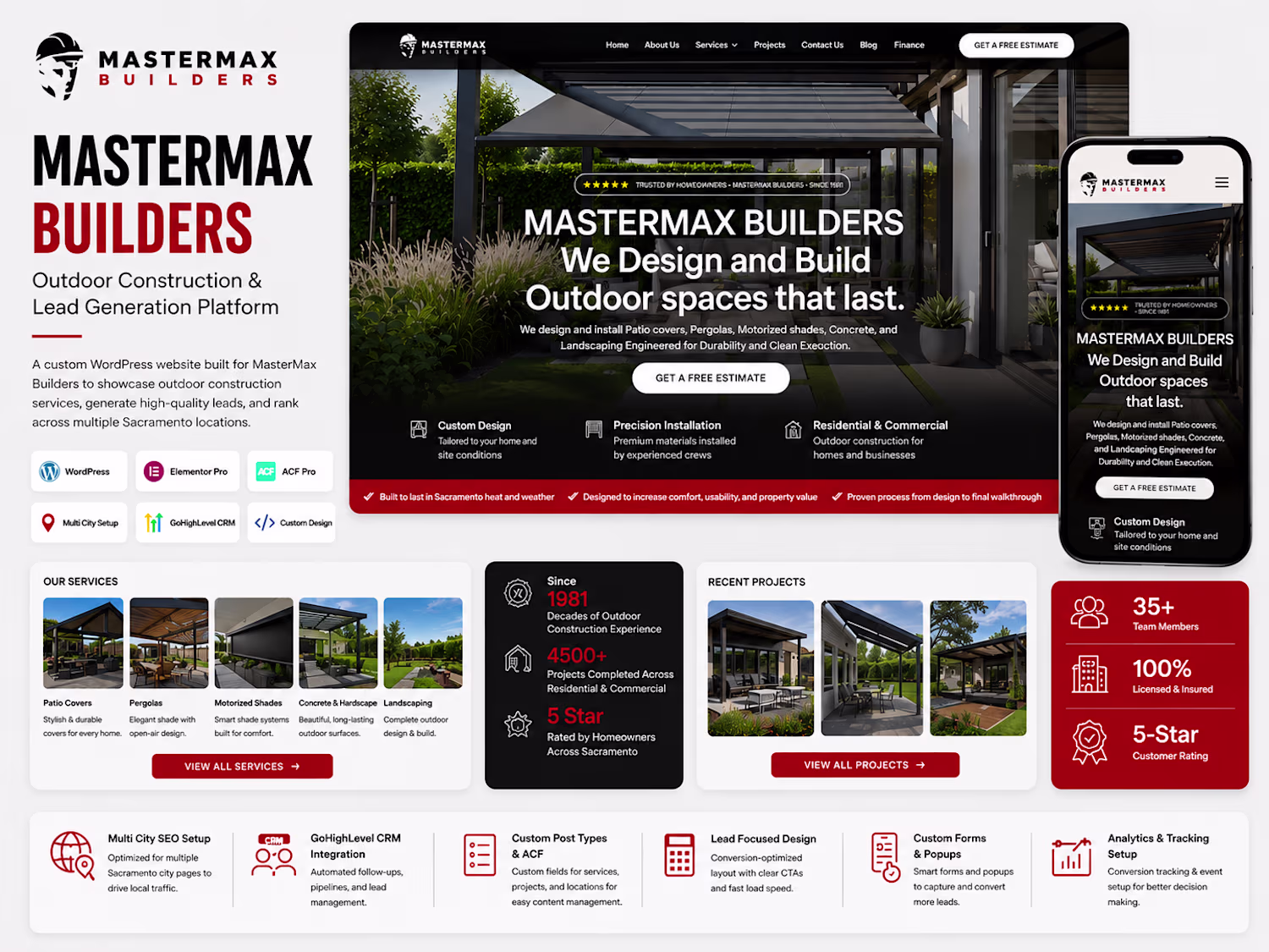 MasterMax Builders: Outdoor Construction & Lead Generation Platform